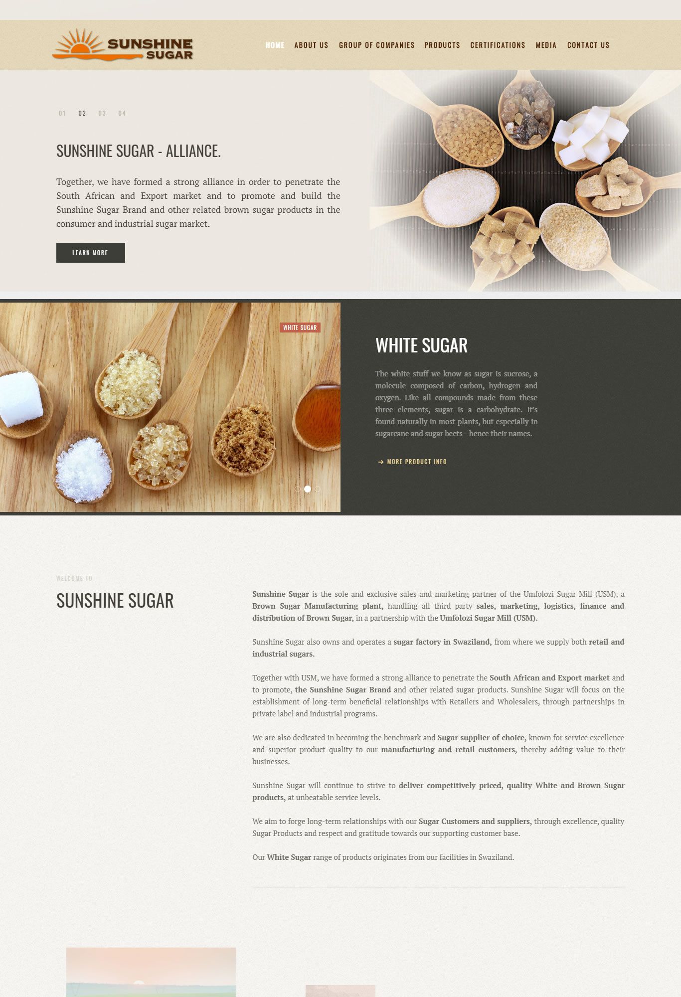 Sunshine Sugar - Corporate Website - Joomla